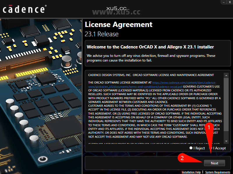 Cadence 23.1 下载选项界面截图